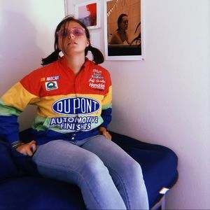 Vintage rainbow dupont nascar bomber jacket